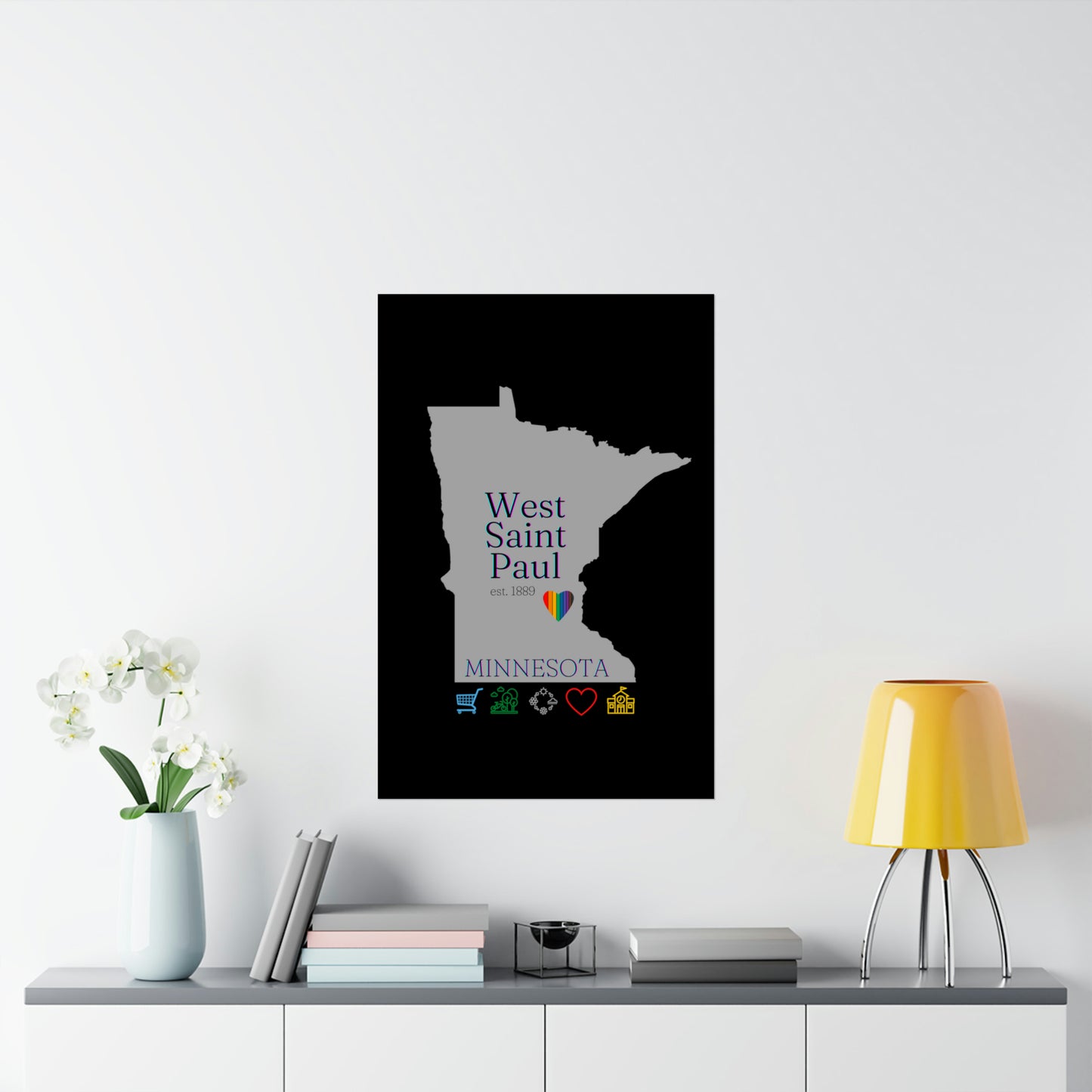 West Saint Paul, Minnesota Est 1854 Mississippi River, Parks, Schools, Seasons and Love Poster 7 sizes available