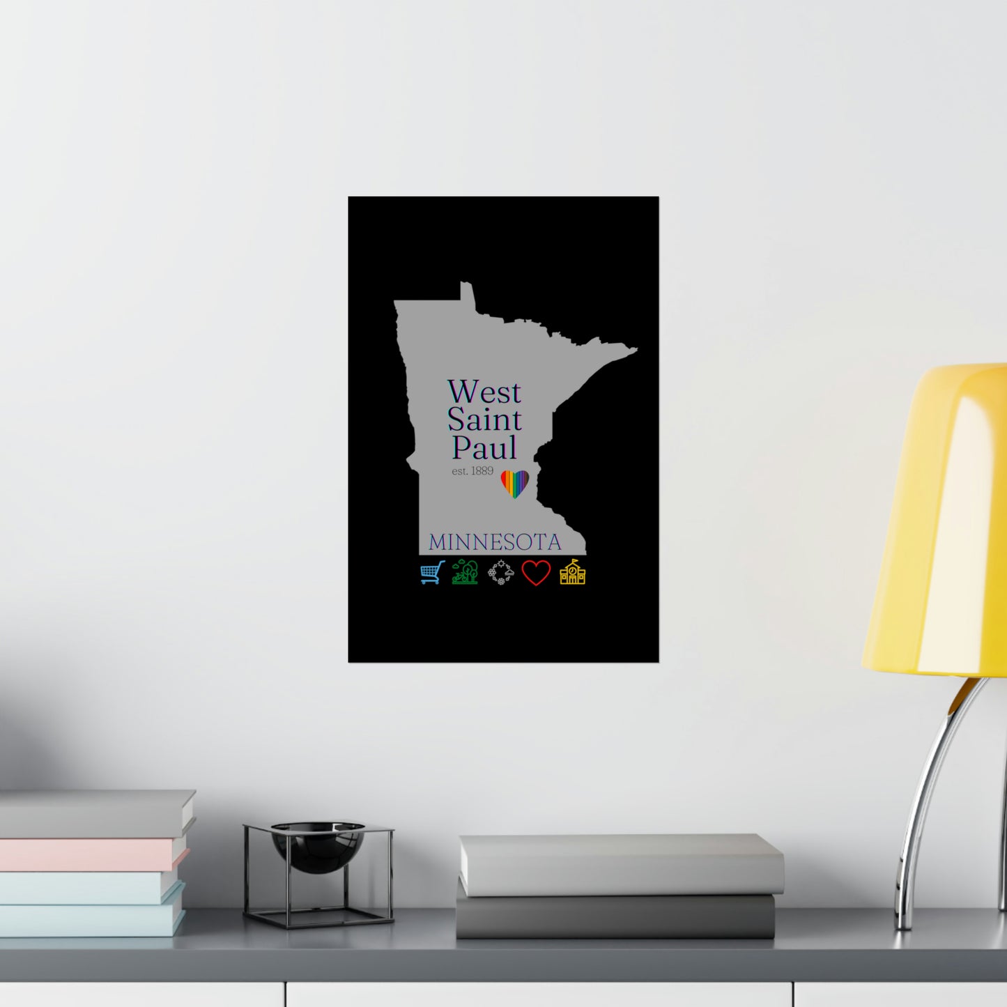 West Saint Paul, Minnesota Est 1854 Mississippi River, Parks, Schools, Seasons and Love Poster 7 sizes available