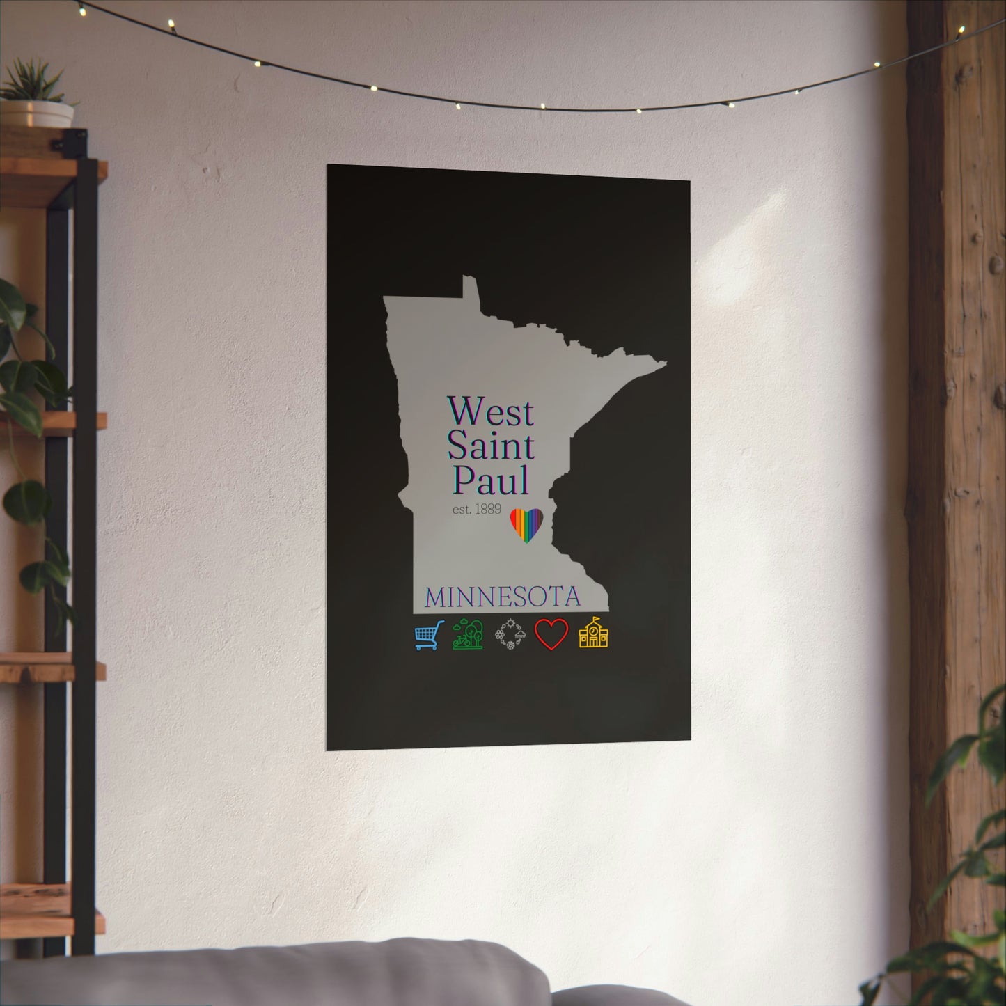 West Saint Paul, Minnesota Est 1854 Mississippi River, Parks, Schools, Seasons and Love Poster 7 sizes available