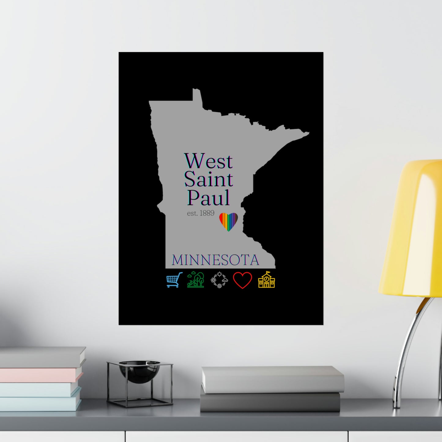 West Saint Paul, Minnesota Est 1854 Mississippi River, Parks, Schools, Seasons and Love Poster 7 sizes available