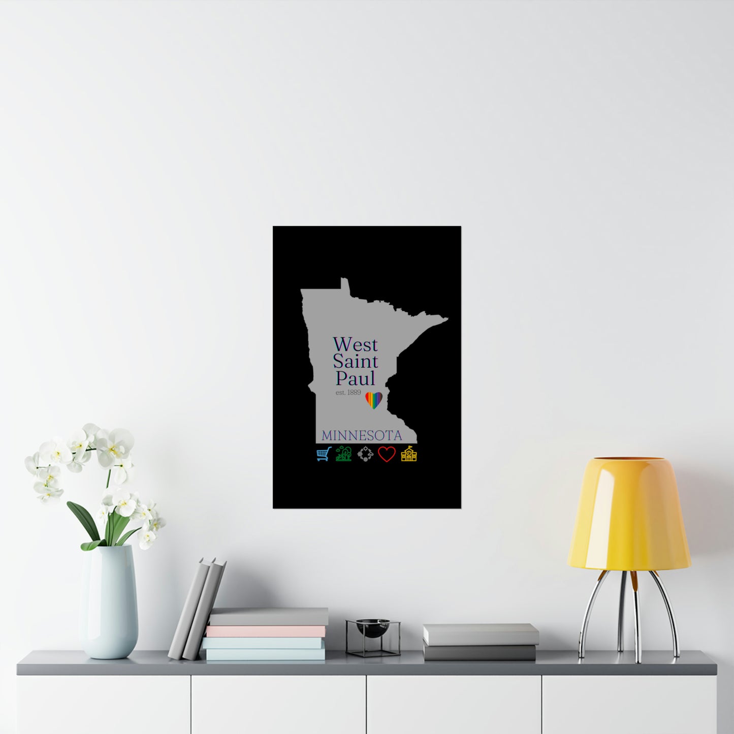 West Saint Paul, Minnesota Est 1854 Mississippi River, Parks, Schools, Seasons and Love Poster 7 sizes available