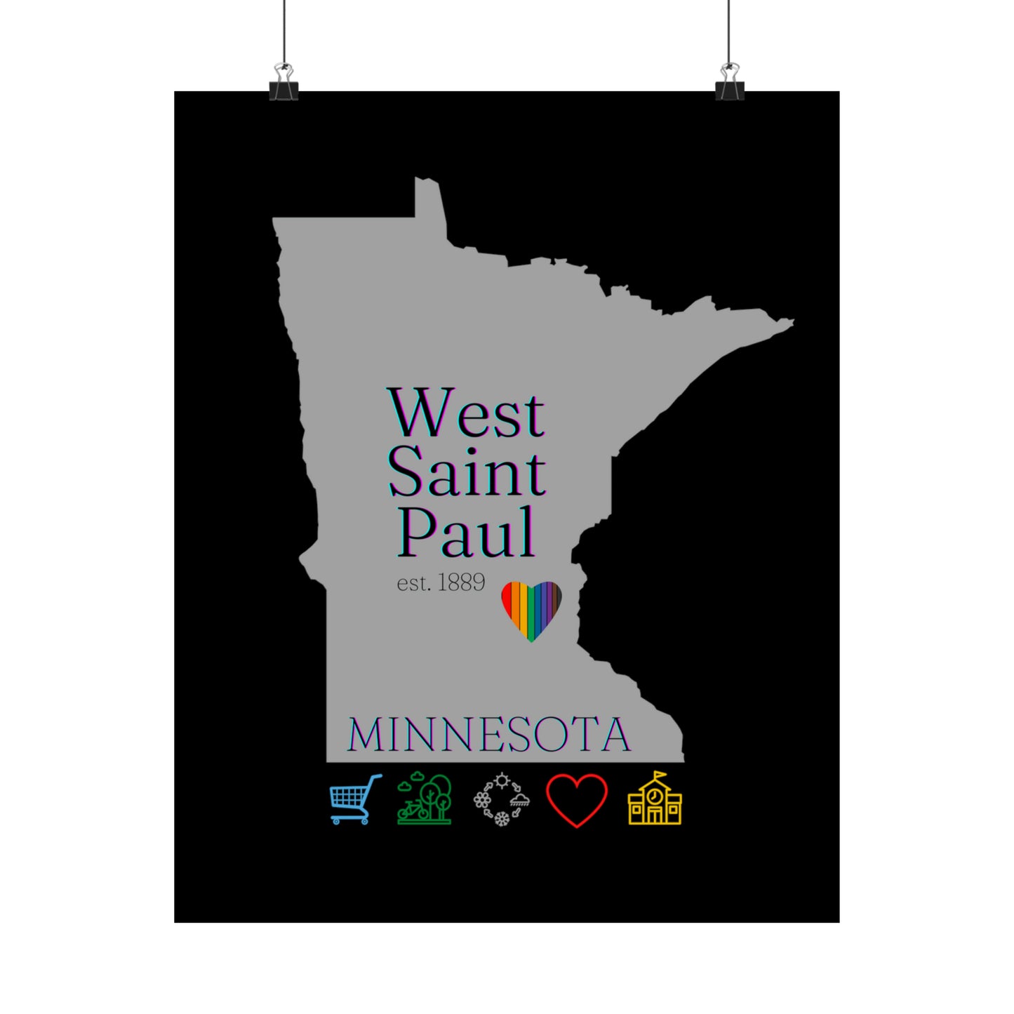 West Saint Paul, Minnesota Est 1854 Mississippi River, Parks, Schools, Seasons and Love Poster 7 sizes available