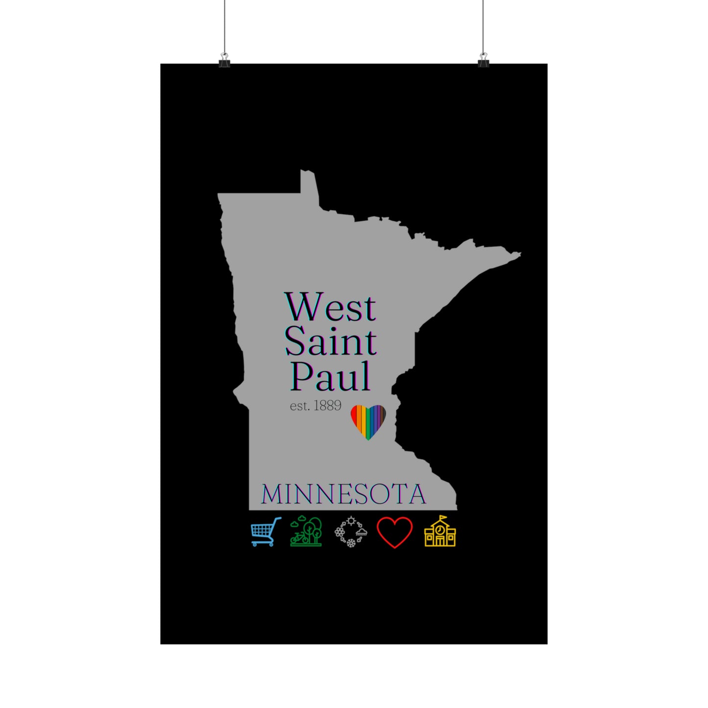 West Saint Paul, Minnesota Est 1854 Mississippi River, Parks, Schools, Seasons and Love Poster 7 sizes available