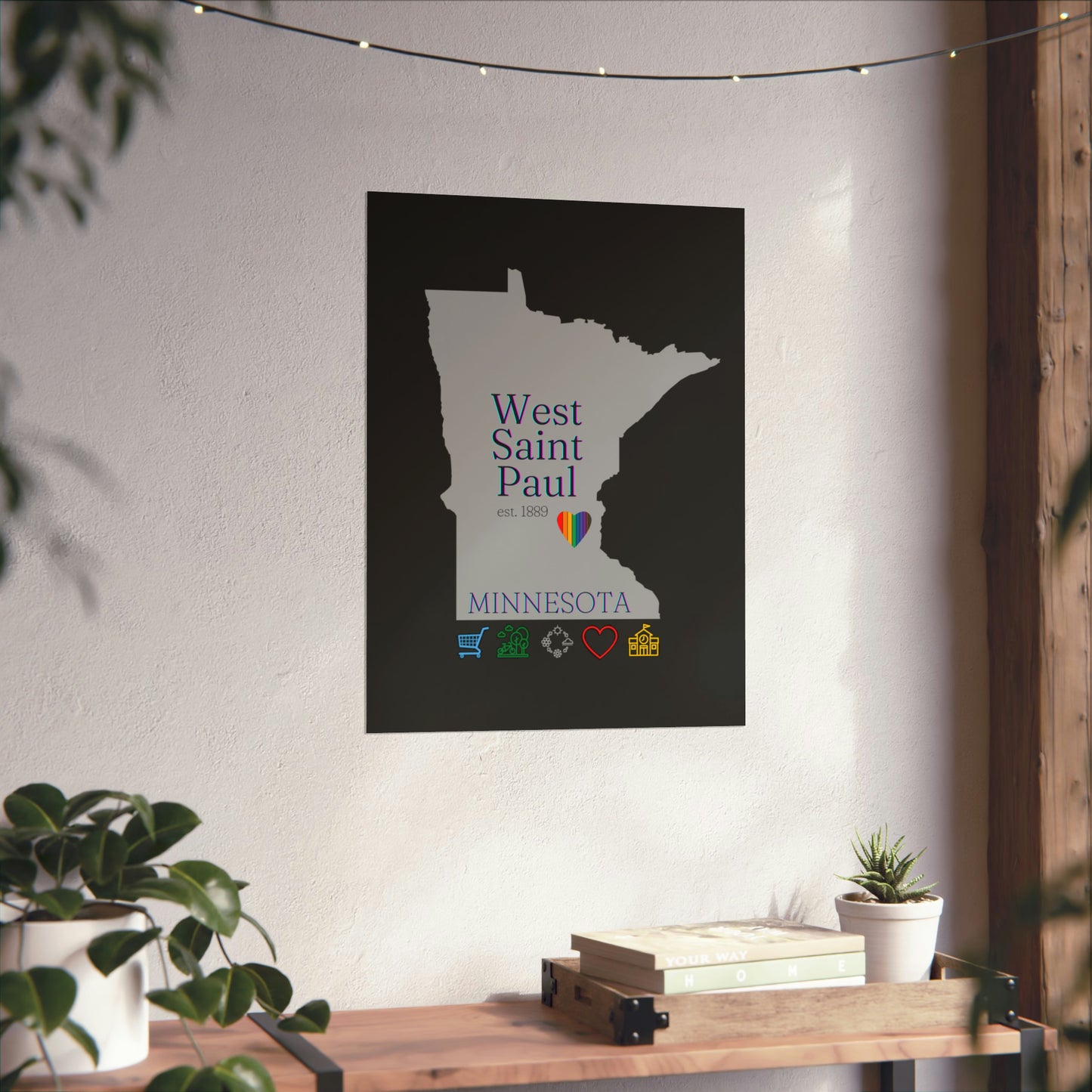 West Saint Paul, Minnesota Est 1854 Mississippi River, Parks, Schools, Seasons and Love Poster 7 sizes available