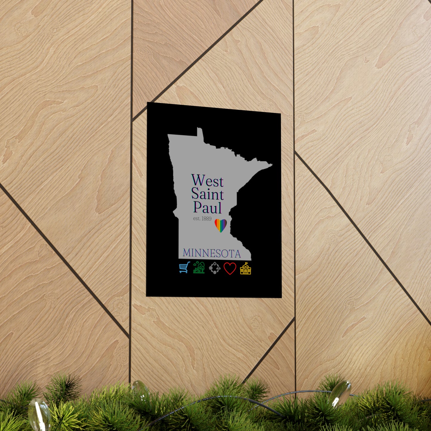 West Saint Paul, Minnesota Est 1854 Mississippi River, Parks, Schools, Seasons and Love Poster 7 sizes available