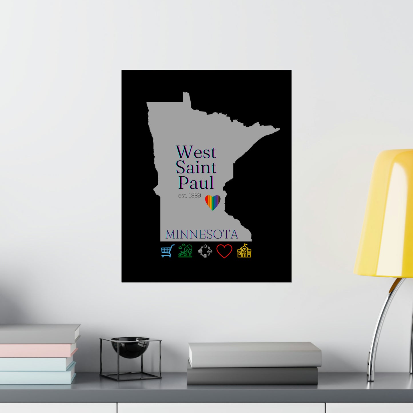 West Saint Paul, Minnesota Est 1854 Mississippi River, Parks, Schools, Seasons and Love Poster 7 sizes available