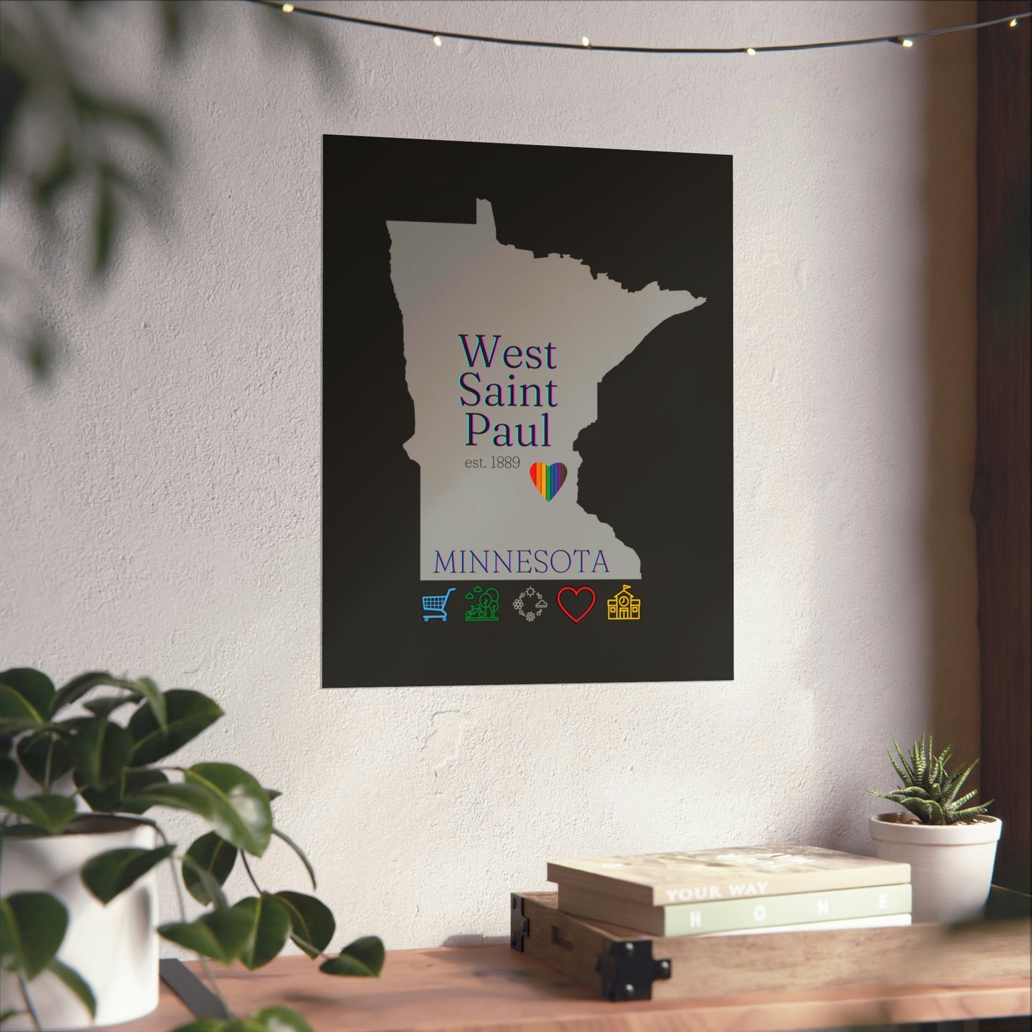 West Saint Paul, Minnesota Est 1854 Mississippi River, Parks, Schools, Seasons and Love Poster 7 sizes available