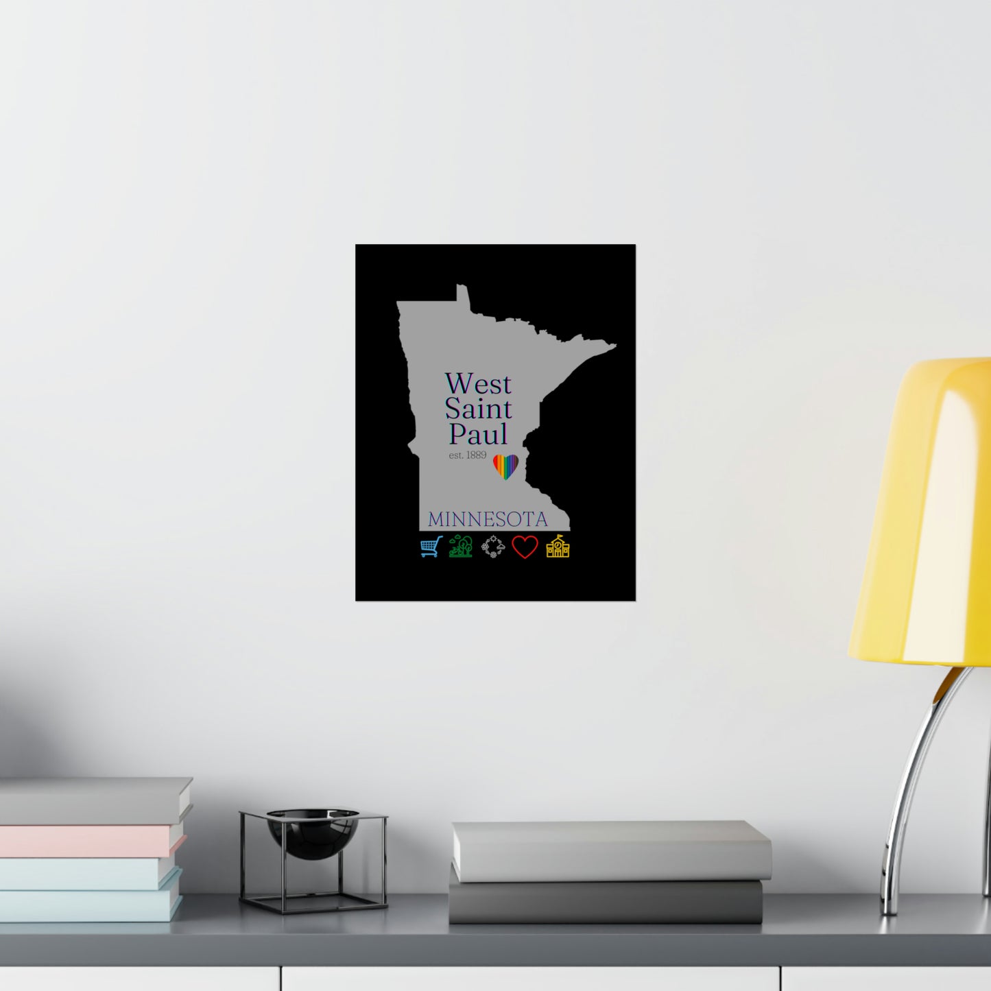 West Saint Paul, Minnesota Est 1854 Mississippi River, Parks, Schools, Seasons and Love Poster 7 sizes available