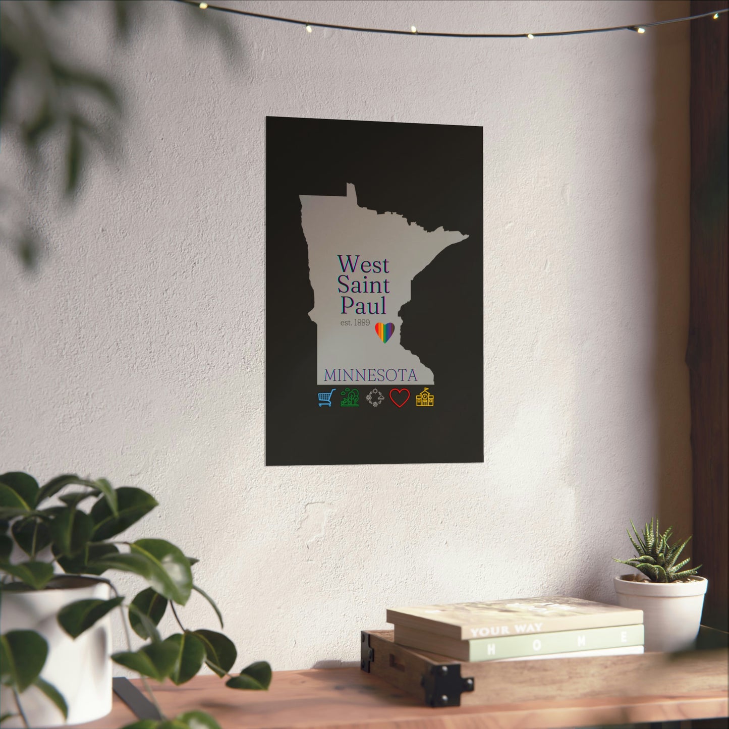 West Saint Paul, Minnesota Est 1854 Mississippi River, Parks, Schools, Seasons and Love Poster 7 sizes available