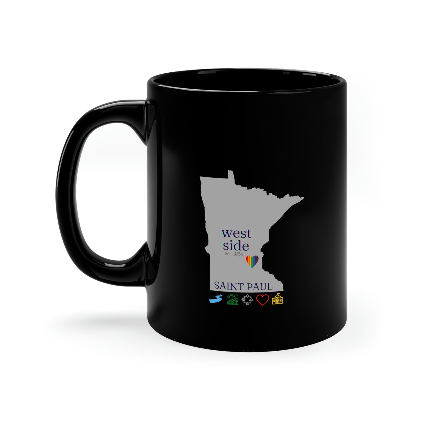 West Side Saint Paul, Minnesota, urban living, home 11oz Black Mug