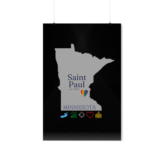 Saint Paul, Minnesota Est 1854 Mississippi River, Parks, Schools, Seasons and Love Poster 7 sizes available