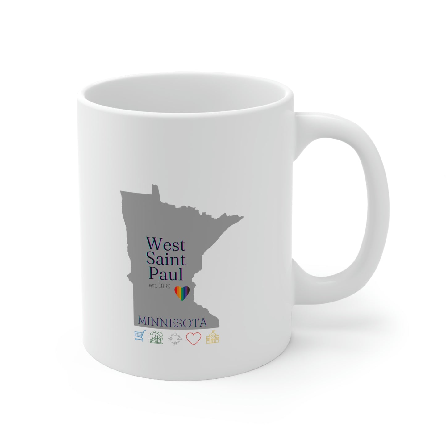 West Saint Paul, Minnesota, Hometown, Home, city living, urban, white ceramic 11oz. mug