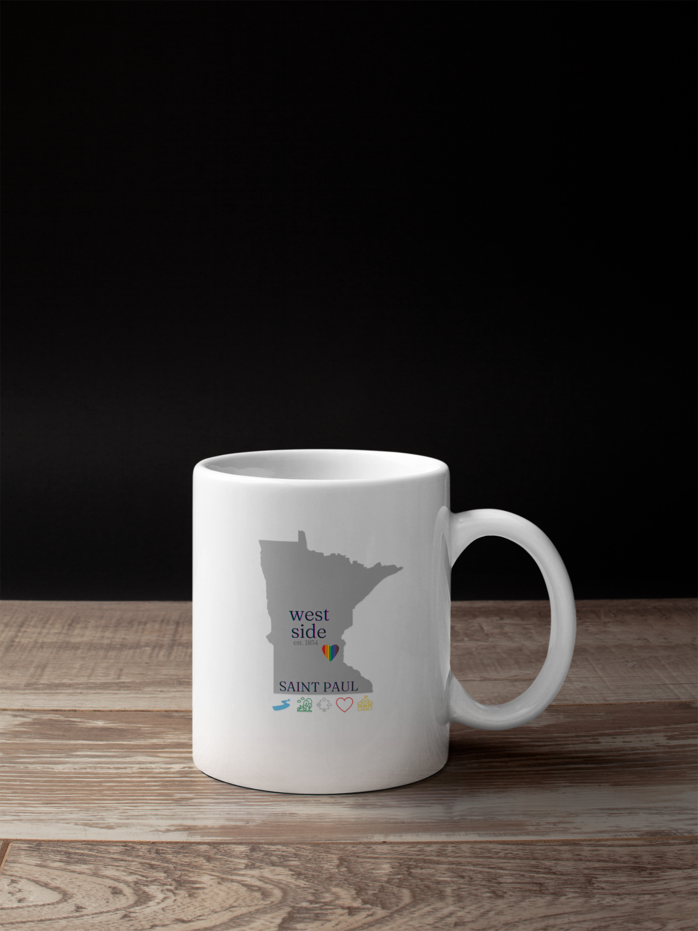 West side Saint Paul, Minnesota, Hometown, Home, city living, urban, white ceramic 11oz. mug