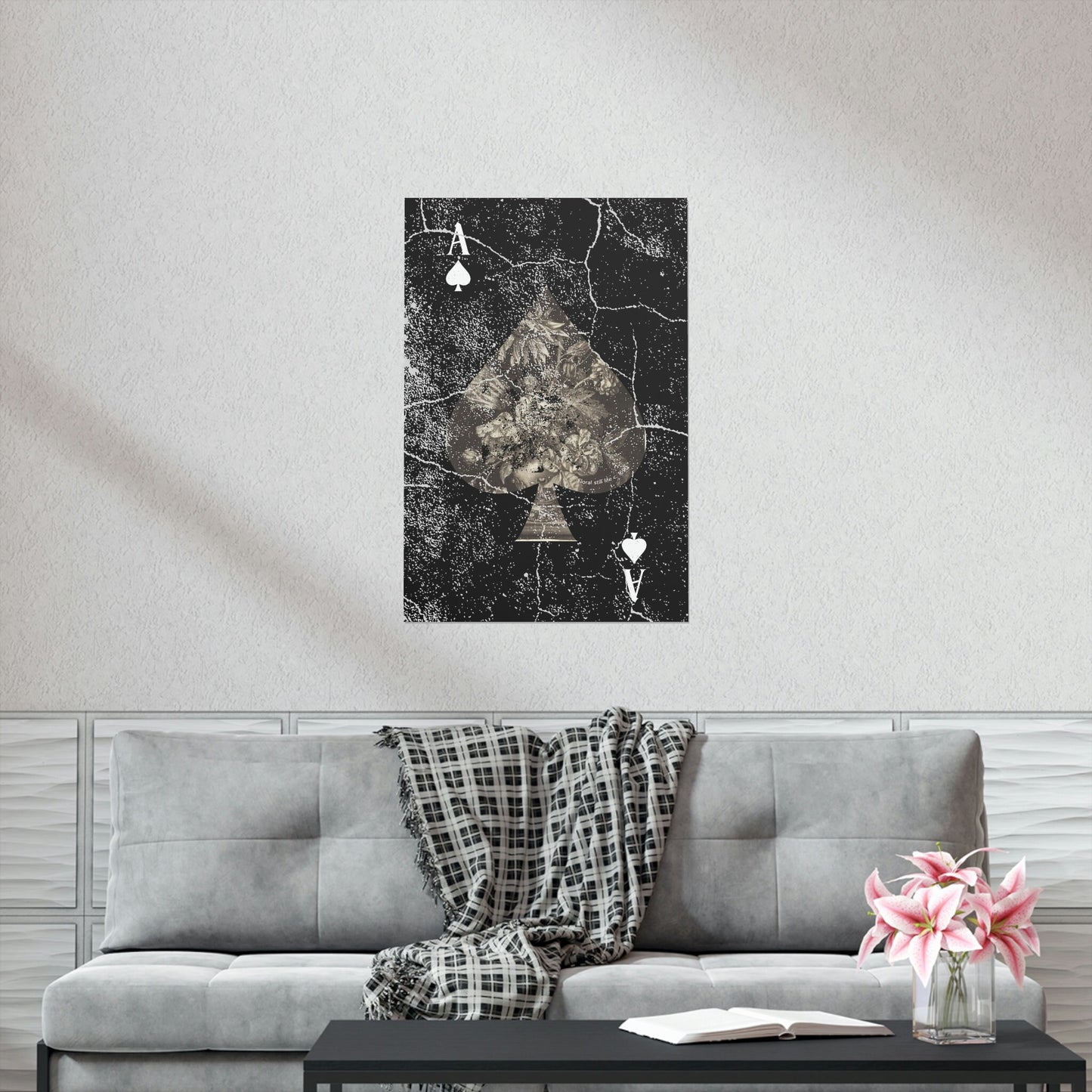 Black Ace of Spades Floral Old World 5 Premium Matte Vertical Posters