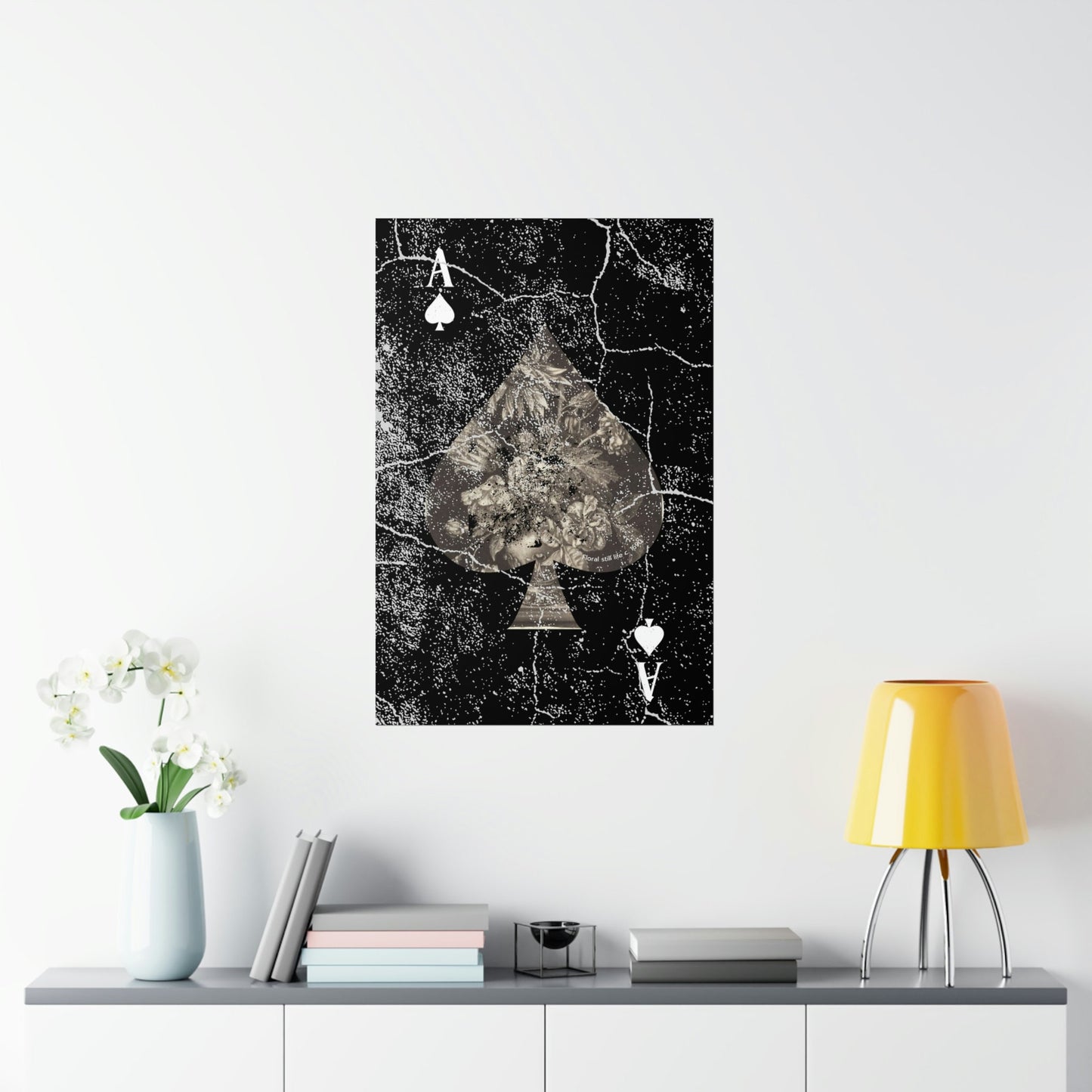 Black Ace of Spades Floral Old World 5 Premium Matte Vertical Posters