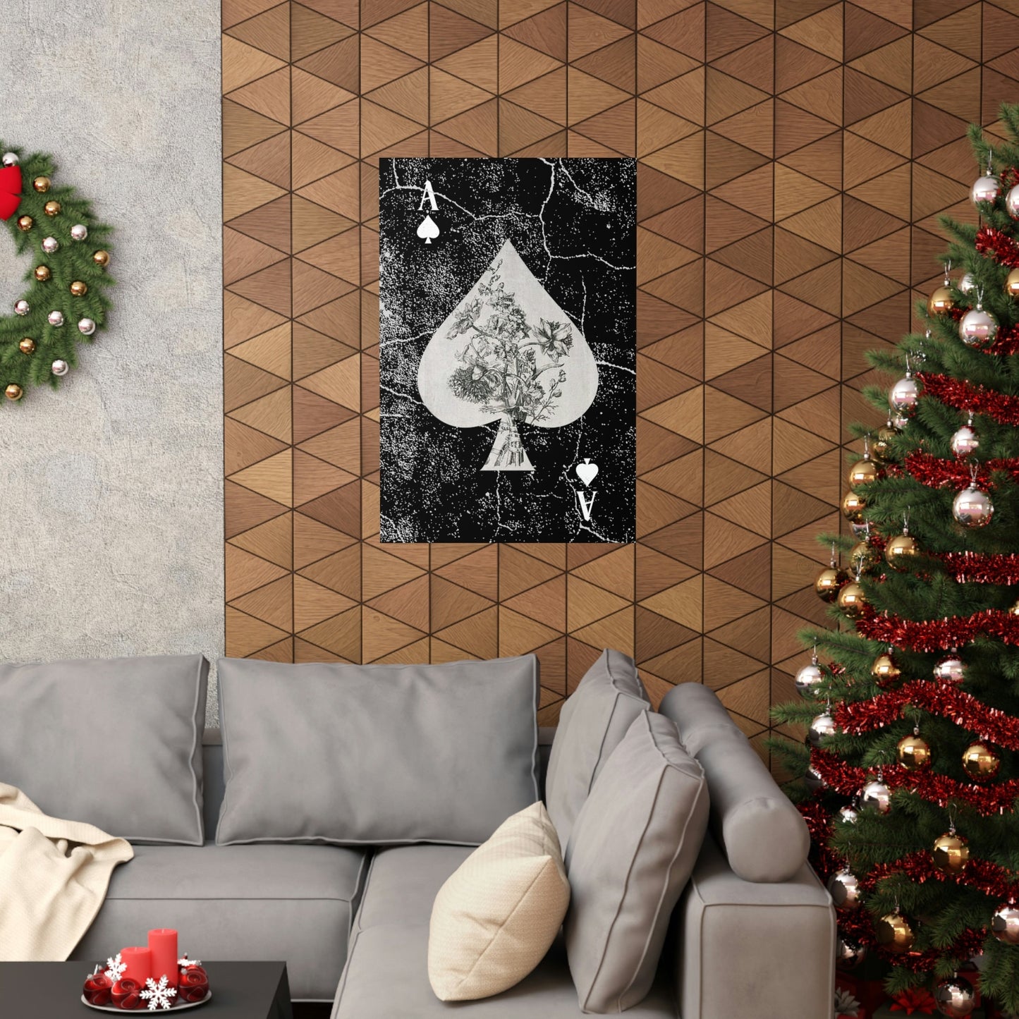 Black Ace of Spades Floral Old World 8 Premium Matte Vertical Posters