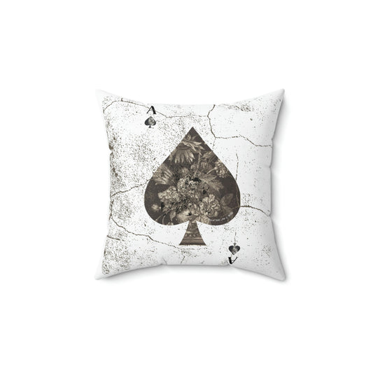 Ace of Spades, Old World Floral 2 sided Polyester Square Pillow