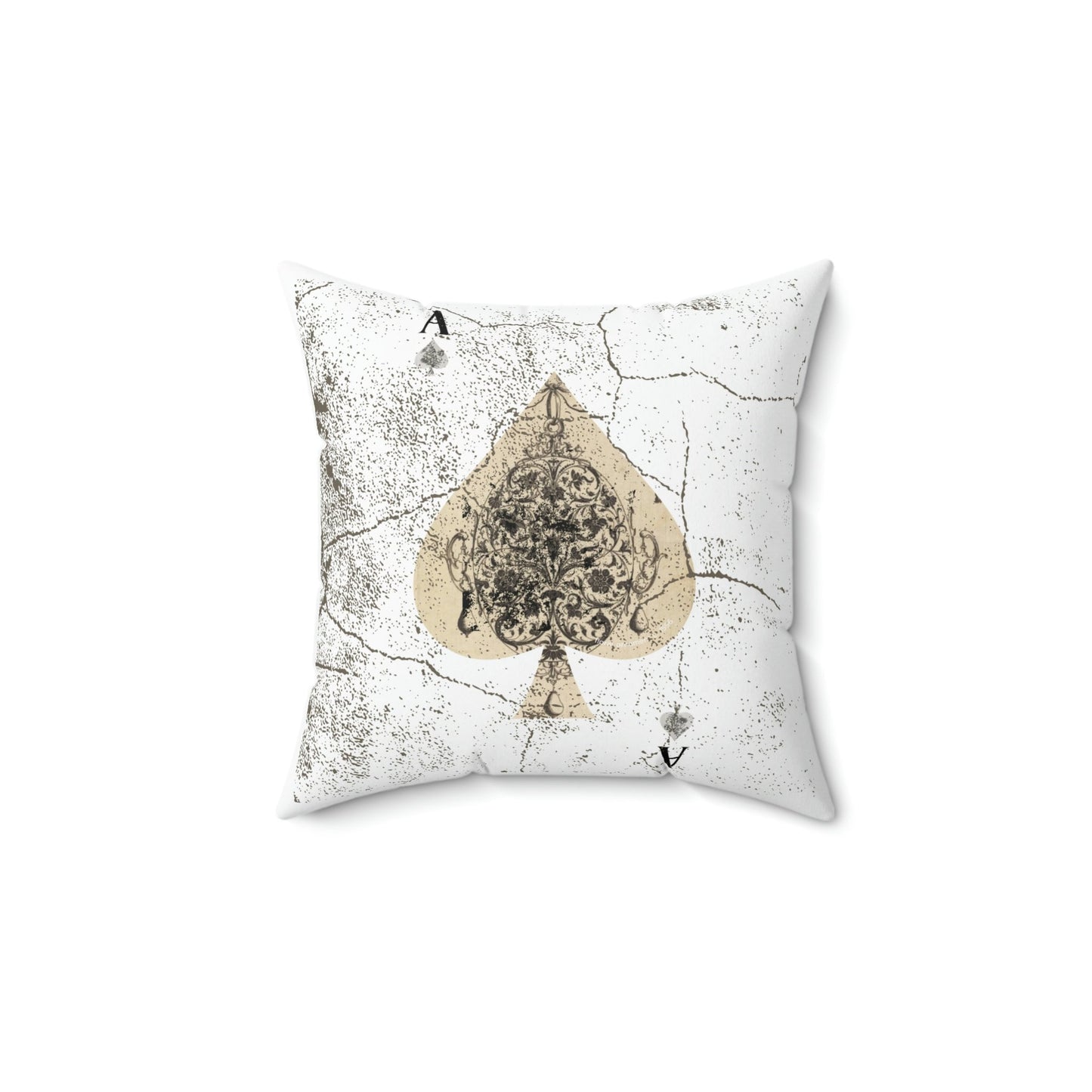 Ace of Spades Old World Floral 2 sided Polyester Square Pillow