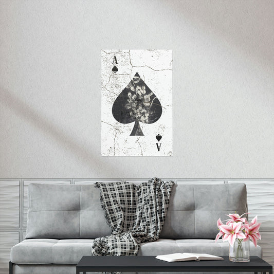 Ace of Spades Floral Old World Ace 3 Premium Matte Vertical Poster