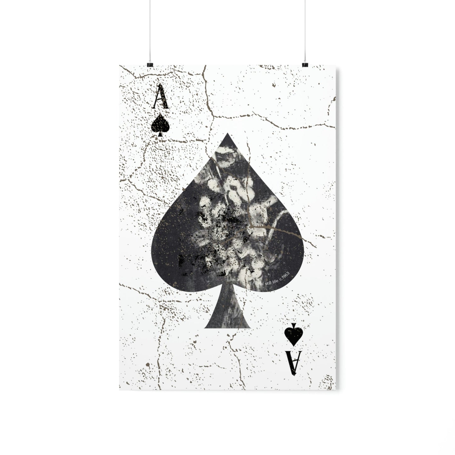 Ace of Spades Floral Old World Ace 3 Premium Matte Vertical Poster