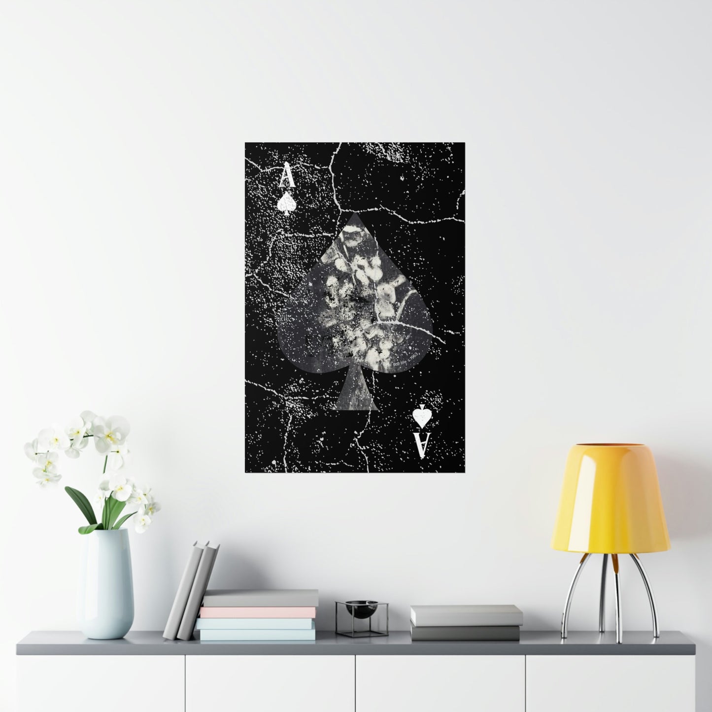 Black Ace of Spades Floral Old World 6 Premium Matte Vertical Posters