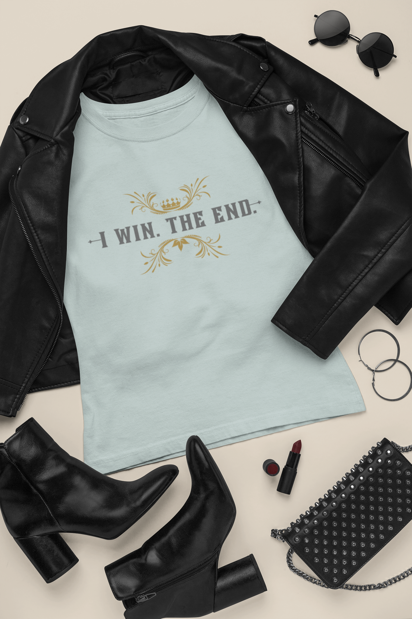 I win.  The End.  Fanfuckintastic, Lovin' Life, Optimist, Happy Person, Empowerment, Motivational, Inspirational, Gift for him, gift for her, loving life, Unisex Jersey Short Sleeve t-shirt