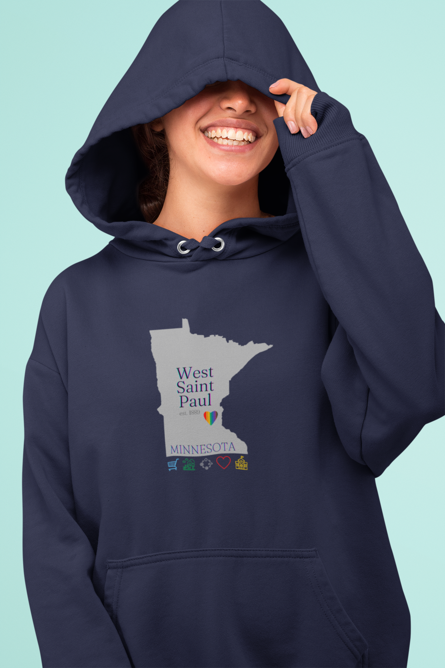 West Saint Paul, Minnesota, established 1889, city, state, urban, hometown, gift, Unisex Hooded Sweatshirt