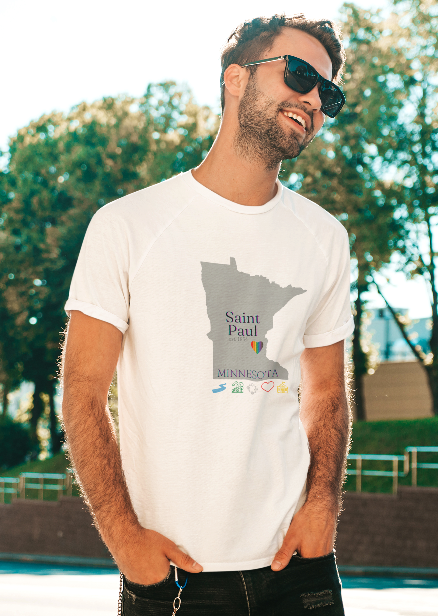 Saint Paul, Minnesota, city, state, urban, Mississippi River, t-shirt, hometown, gift, Men's, Women's